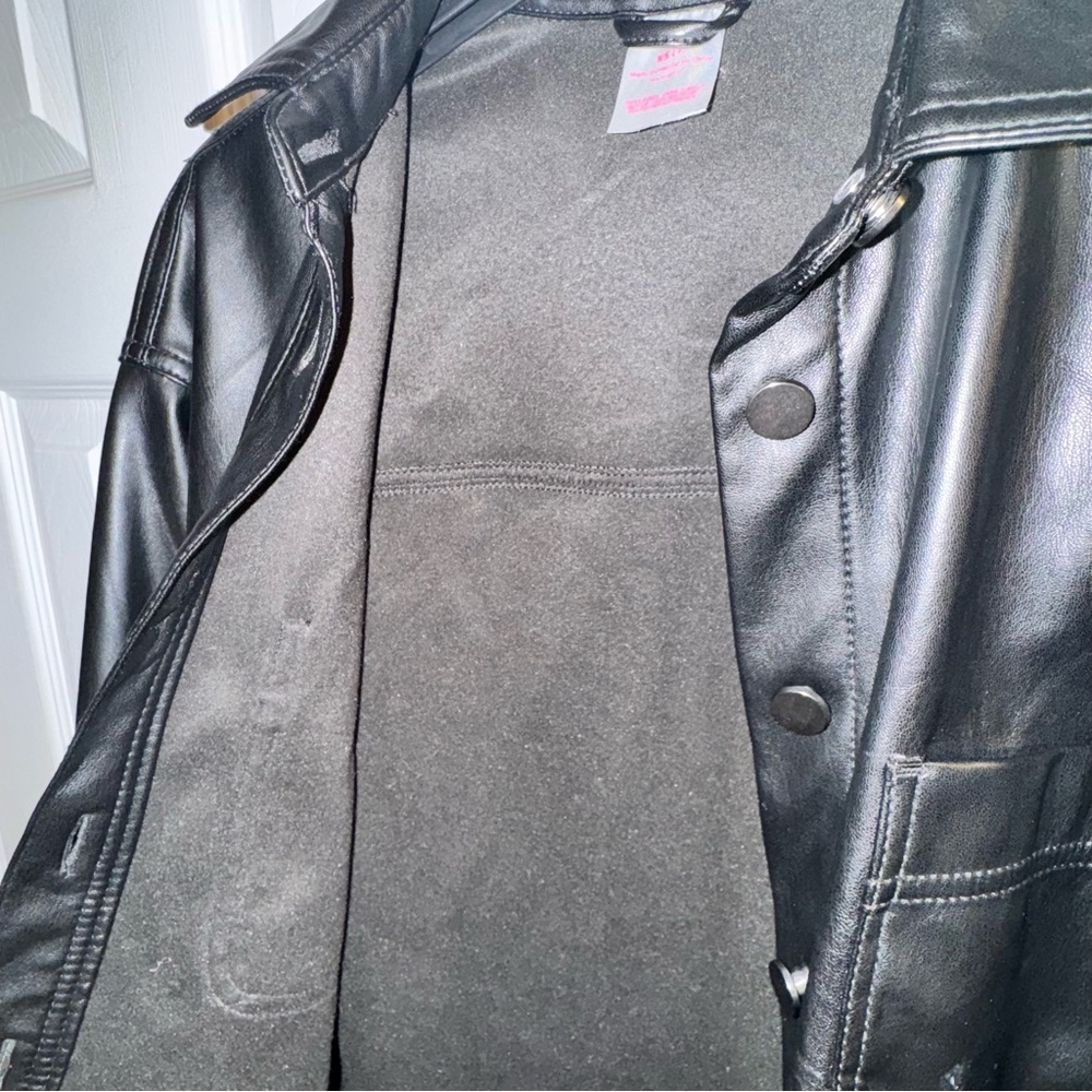 No Boundaries Women's XS Black Faux Leather Button-Up Shacket Jacket TopCollard - Picture 12 of 14